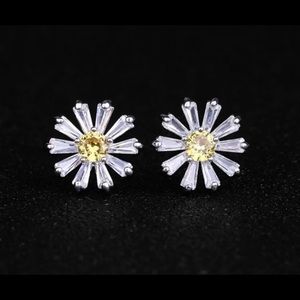 CZ flower earrings